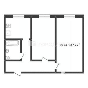 2-к квартира, вторичка, 47м2, 1/4 этаж