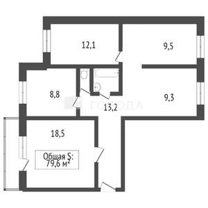 4-к квартира, вторичка, 79м2, 2/9 этаж