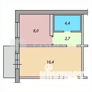 1-к квартира, вторичка, 32м2, 4/9 этаж