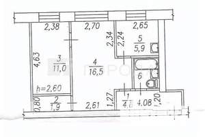 2-к квартира, вторичка, 43м2, 1/5 этаж
