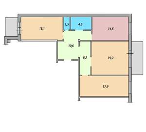 3-к квартира, вторичка, 92м2, 2/1 этаж