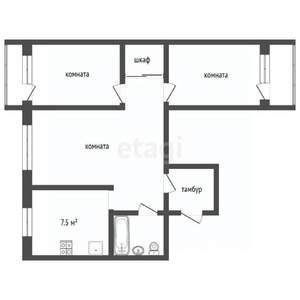 3-к квартира, вторичка, 61м2, 5/9 этаж