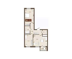 2-к квартира, вторичка, 67м2, 11/16 этаж