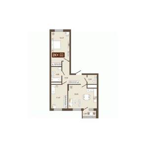 2-к квартира, вторичка, 67м2, 12/16 этаж