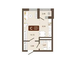 Студия квартира, вторичка, 30м2, 16/16 этаж