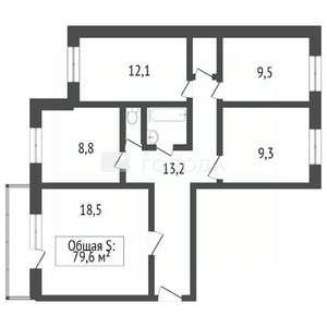 4-к квартира, вторичка, 79м2, 2/9 этаж