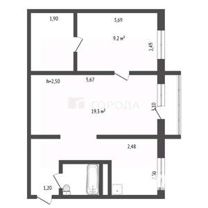 2-к квартира, вторичка, 45м2, 5/5 этаж