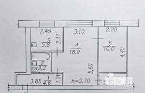 2-к квартира, вторичка, 45м2, 1/5 этаж