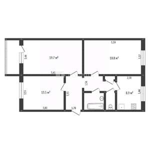 3-к квартира, вторичка, 77м2, 4/5 этаж