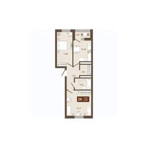 2-к квартира, вторичка, 55м2, 3/16 этаж