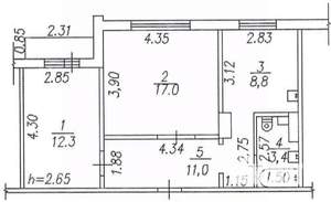 2-к квартира, вторичка, 53м2, 7/9 этаж