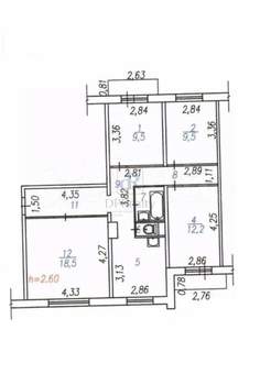 4-к квартира, вторичка, 78м2, 5/9 этаж