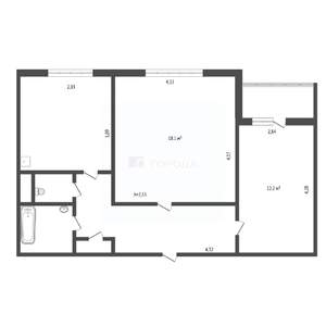 2-к квартира, вторичка, 53м2, 9/9 этаж