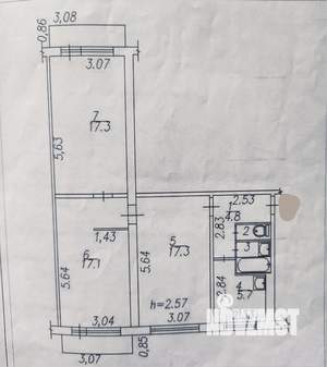 3-к квартира, вторичка, 66м2, 3/5 этаж