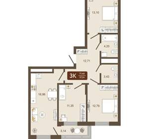 3-к квартира, вторичка, 77м2, 5/16 этаж