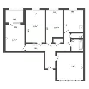 4-к квартира, вторичка, 81м2, 8/10 этаж