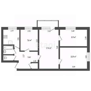4-к квартира, вторичка, 61м2, 3/5 этаж