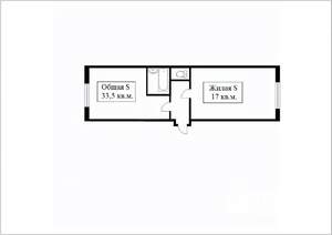 1-к квартира, вторичка, 34м2, 1/5 этаж