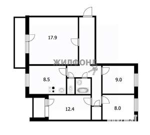 4-к квартира, вторичка, 77м2, 5/9 этаж