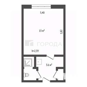 Студия квартира, вторичка, 19м2, 1/5 этаж