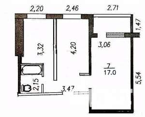 2-к квартира, вторичка, 45м2, 1/9 этаж