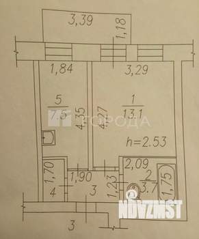 1-к квартира, вторичка, 28м2, 1/2 этаж