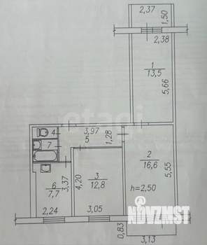 3-к квартира, вторичка, 60м2, 2/9 этаж