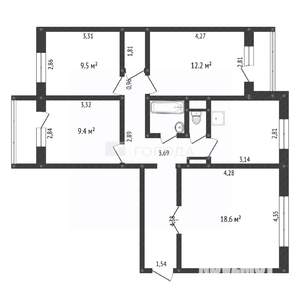 4-к квартира, вторичка, 78м2, 6/10 этаж