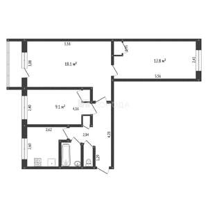 3-к квартира, вторичка, 57м2, 2/5 этаж