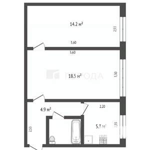 2-к квартира, вторичка, 46м2, 1/5 этаж