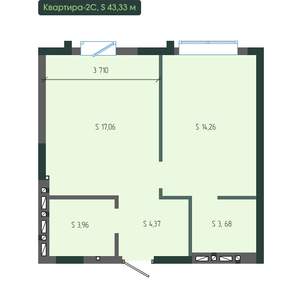 2-к квартира, вторичка, 43м2, 11/12 этаж