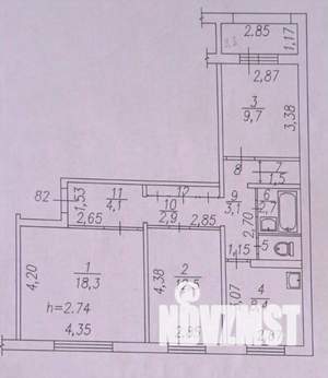 3-к квартира, вторичка, 67м2, 4/9 этаж