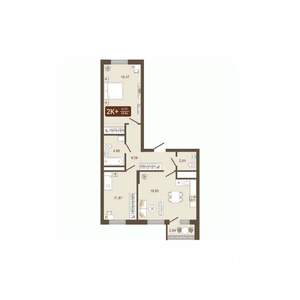2-к квартира, вторичка, 67м2, 5/16 этаж