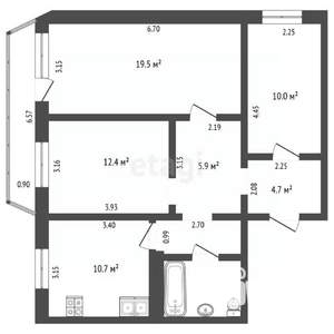 3-к квартира, вторичка, 72м2, 10/18 этаж