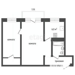 2-к квартира, вторичка, 47м2, 5/5 этаж