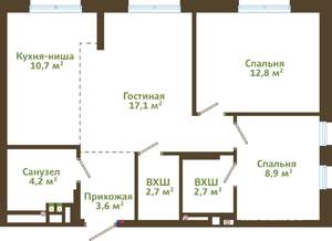 3-к квартира, вторичка, 63м2, 3/14 этаж