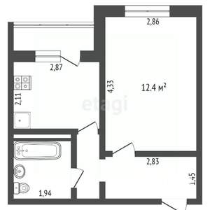 1-к квартира, вторичка, 28м2, 6/10 этаж