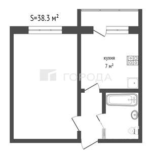 1-к квартира, вторичка, 38м2, 3/6 этаж