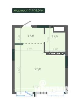 1-к квартира, вторичка, 33м2, 2/12 этаж