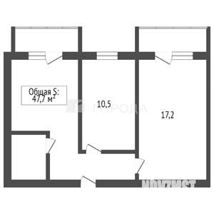 2-к квартира, вторичка, 48м2, 4/5 этаж
