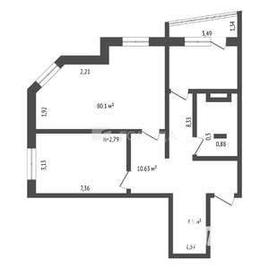3-к квартира, вторичка, 85м2, 9/25 этаж