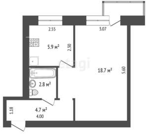 1-к квартира, вторичка, 32м2, 5/5 этаж