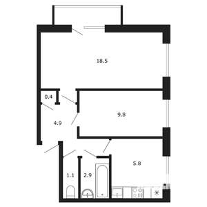 2-к квартира, вторичка, 42м2, 5/5 этаж