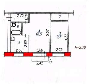 2-к квартира, вторичка, 43м2, 2/5 этаж