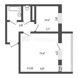 1-к квартира, вторичка, 35м2, 6/9 этаж