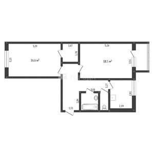 2-к квартира, вторичка, 61м2, 2/4 этаж