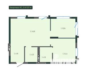 3-к квартира, вторичка, 61м2, 12/12 этаж