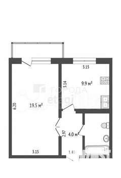 1-к квартира, вторичка, 38м2, 9/16 этаж