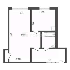 1-к квартира, вторичка, 32м2, 1/4 этаж