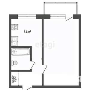 1-к квартира, вторичка, 30м2, 5/5 этаж